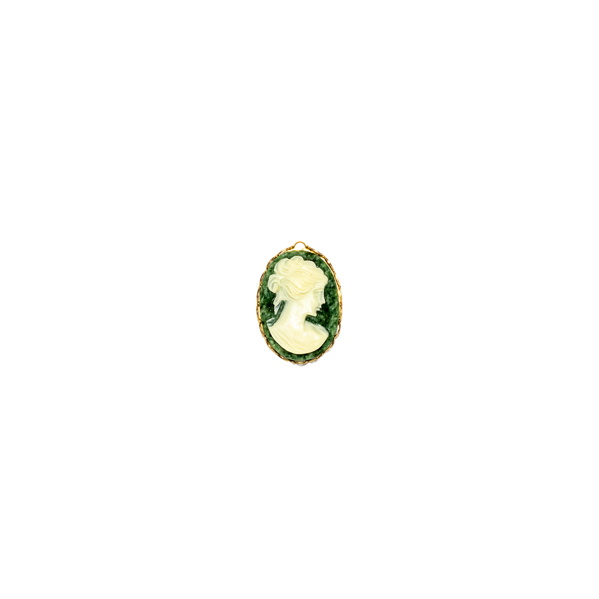 Vintage Green Resin Cameo Charm