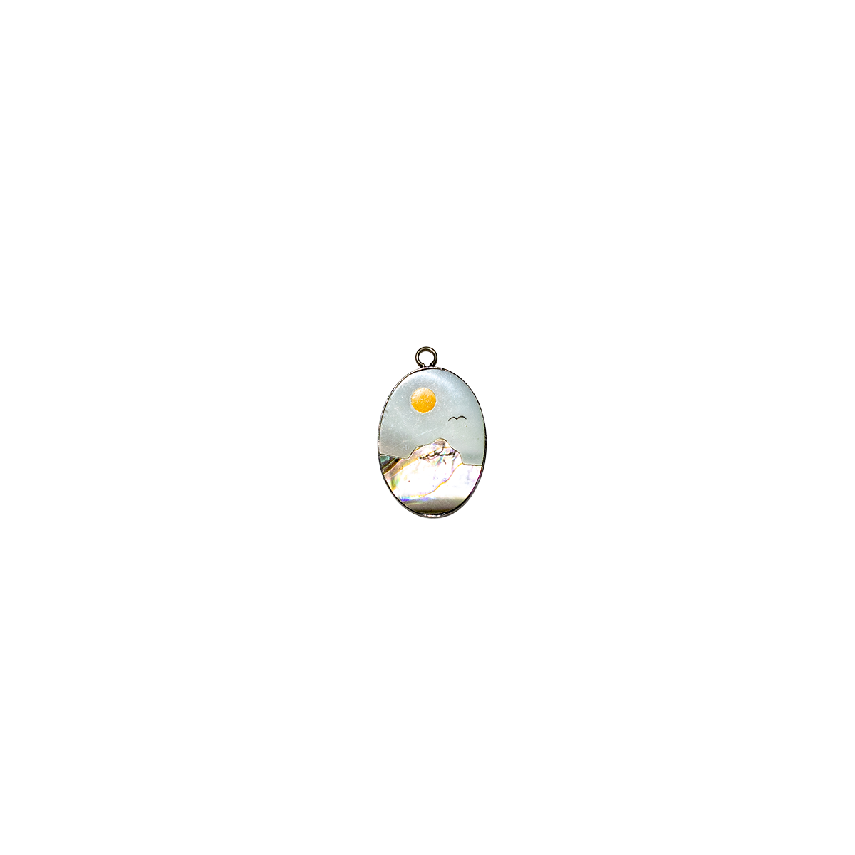 Hand-Carved Mother-of-Pearl Oval Landscape Charm