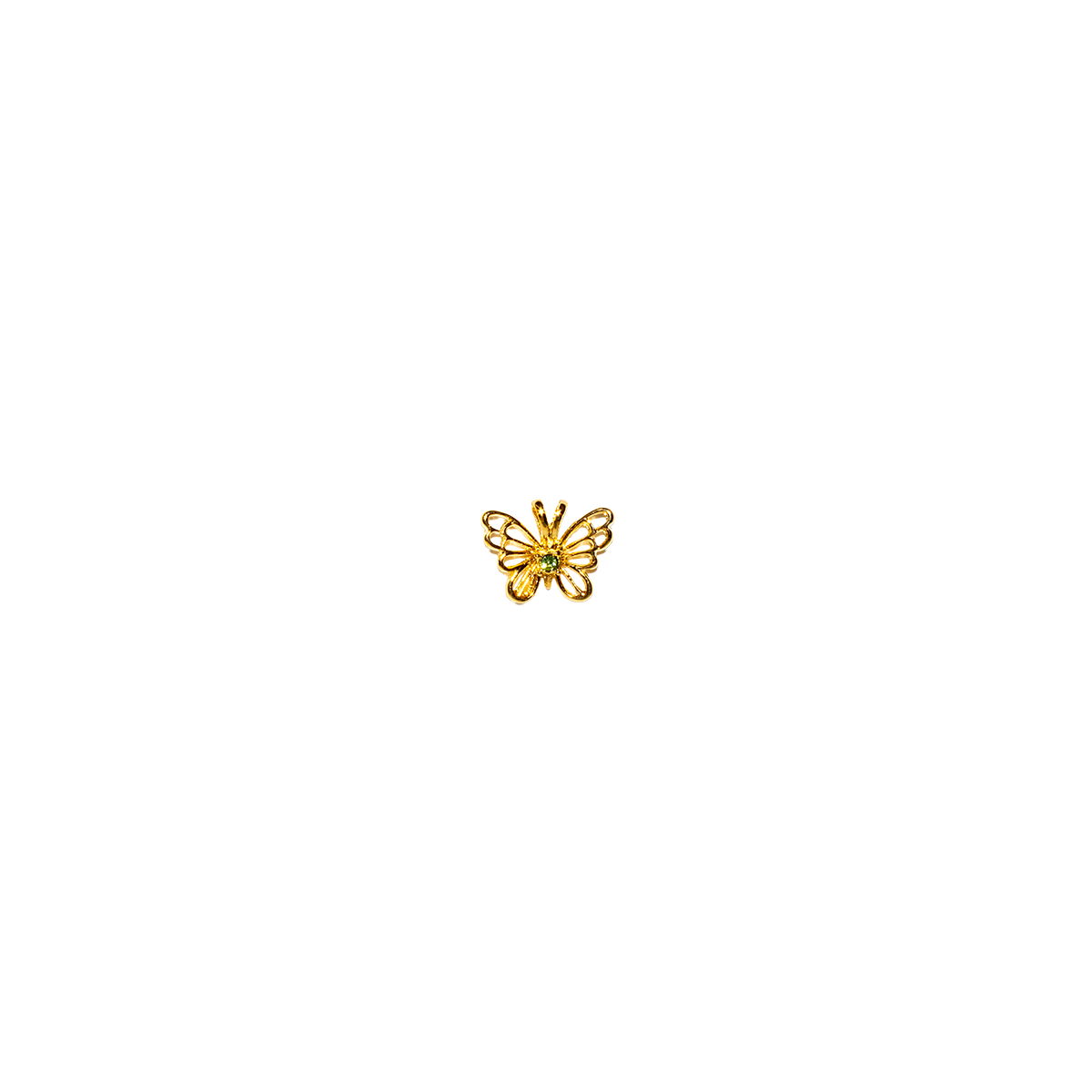 Gold Butterfly Charm with Green Stone