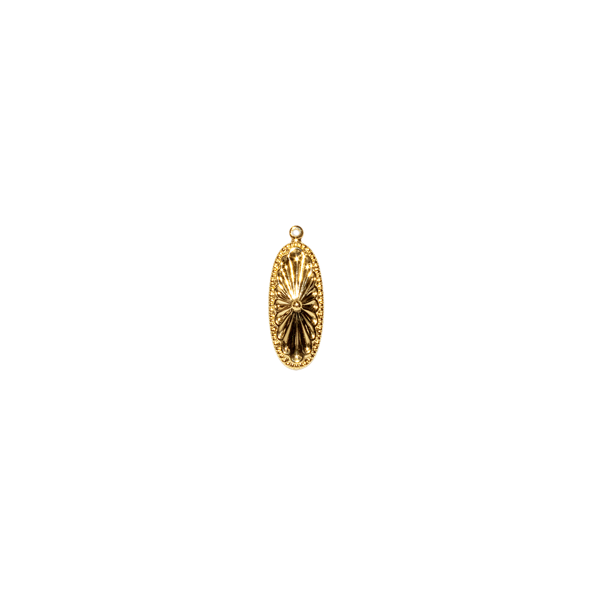 Gold Sunburst Oval Brass Stamping Charm