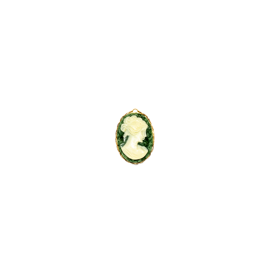Vintage Green Resin Cameo Charm