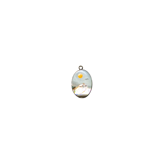 Hand-Carved Mother-of-Pearl Oval Landscape Charm