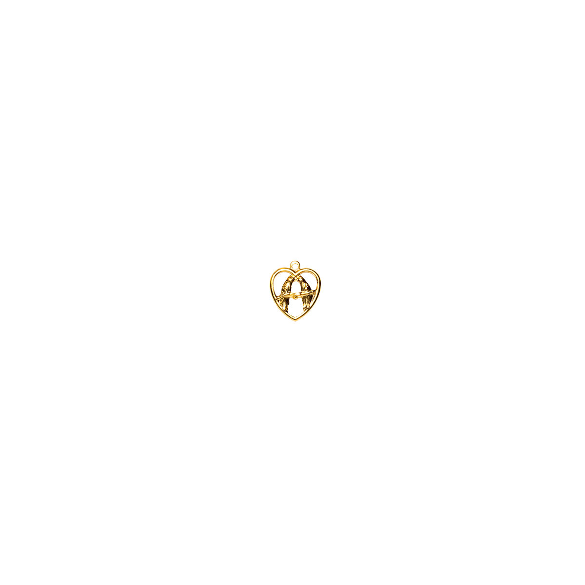 Gold Love Birds Heart Charm