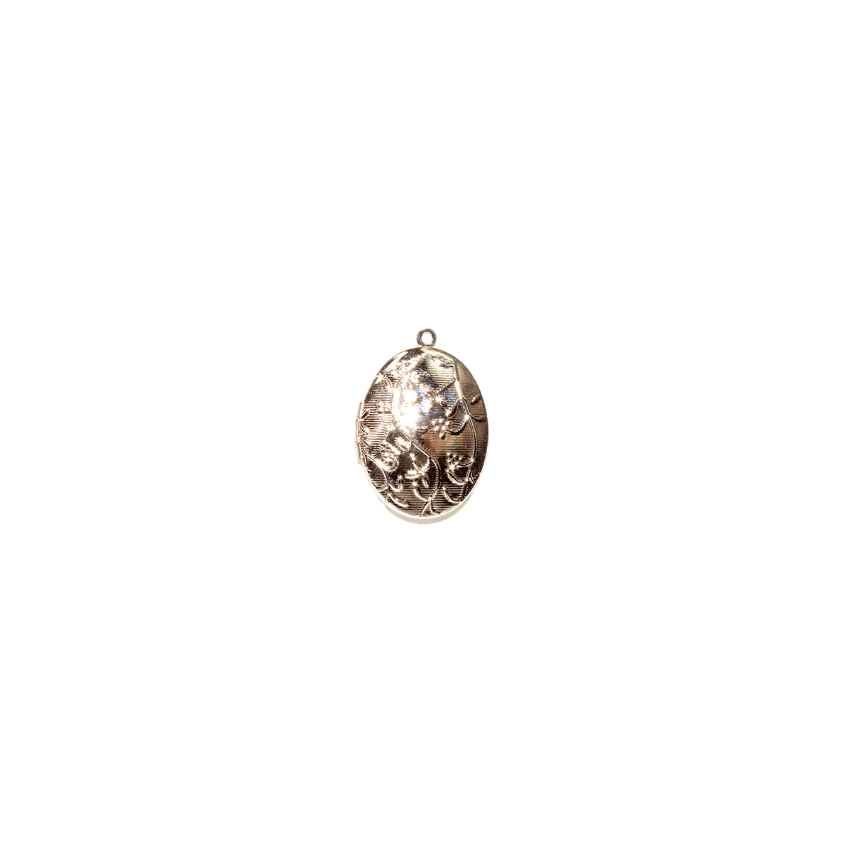 Floral Silver-Plated Oval Locket Charm